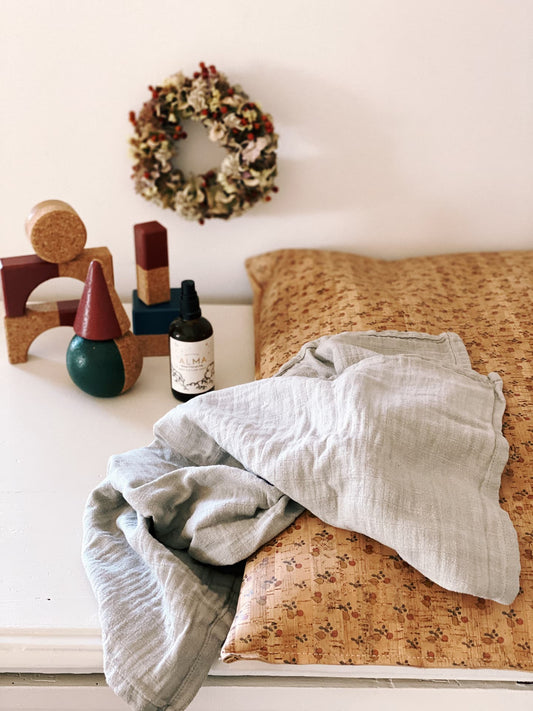 Changing mat made of lined cork Fruity Summer Natural 50x70 cm