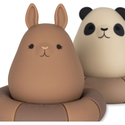 Panda and rabbit bath toys with swimming rings Blush Mix