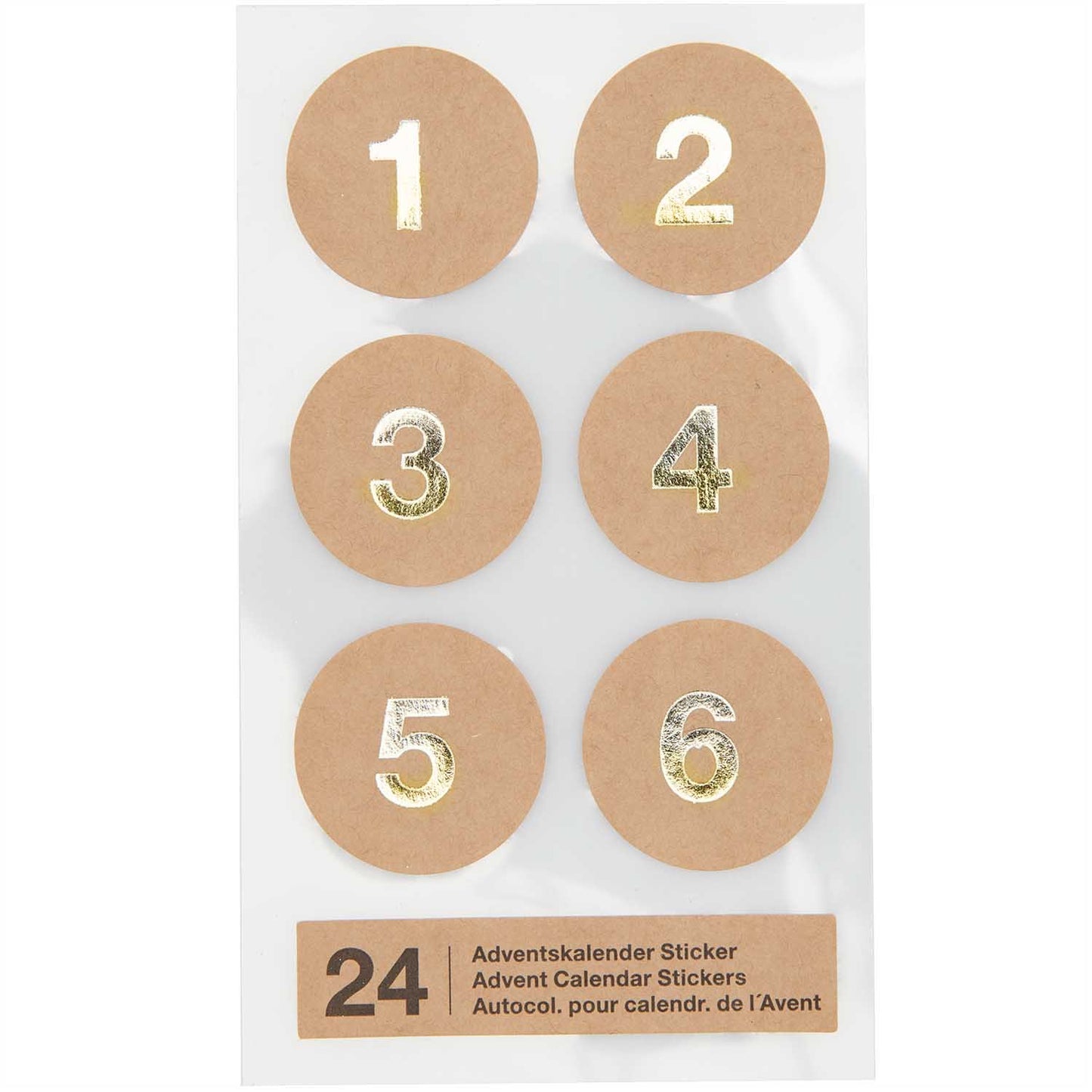 Adventskalender Zahlen Sticker Natur/Gold