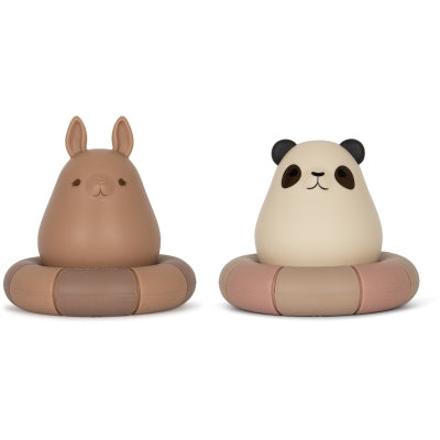 Panda and rabbit bath toys with swimming rings Blush Mix