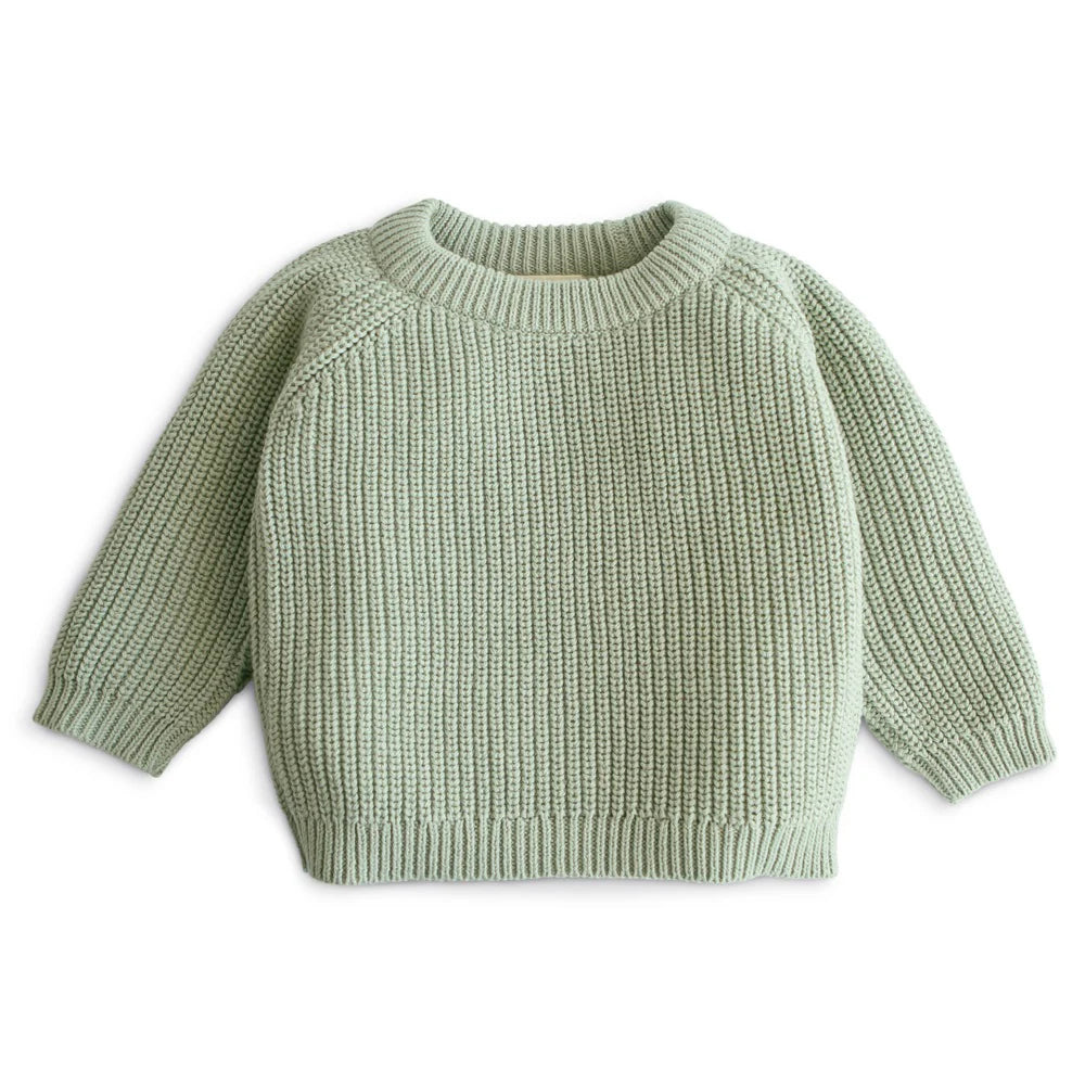 Organic Sweater Cotton Chunky Knit Sweater Chunky Rib Crew Neck