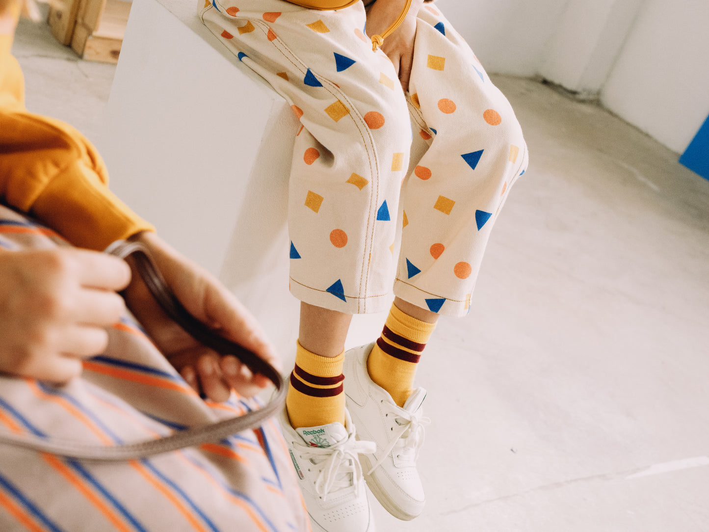 Geometric Barrel Pant 🔵🔺🟡🔹TinyCottons Vanilla