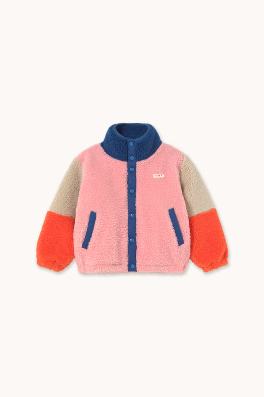Tinycottons Color Block Polar Sherpa Jacket pink