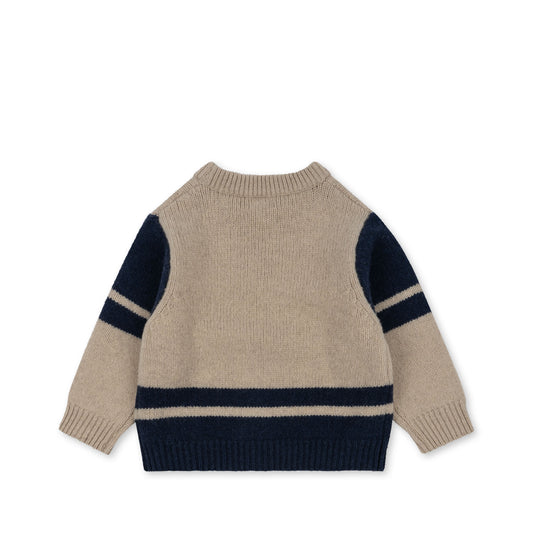100% Wollpullover Hardy Cremé/Navy 3-8 Jahre