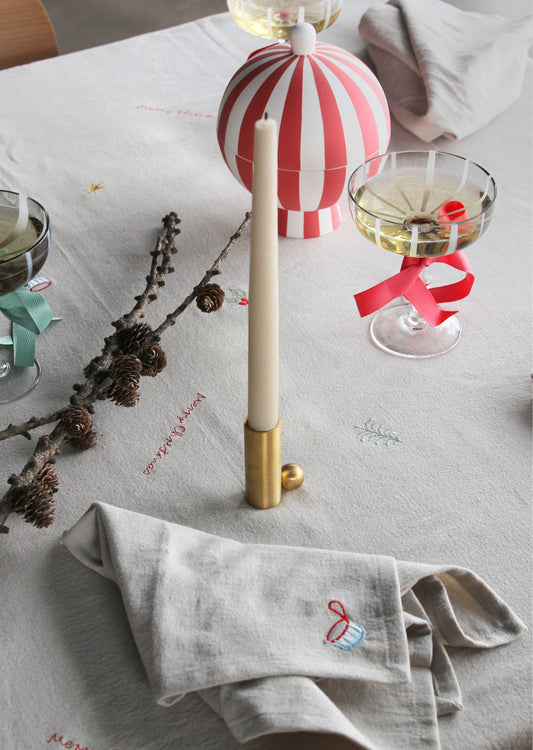 OYOY weihnachtliche bestickte Stoff Servietten 4er Set