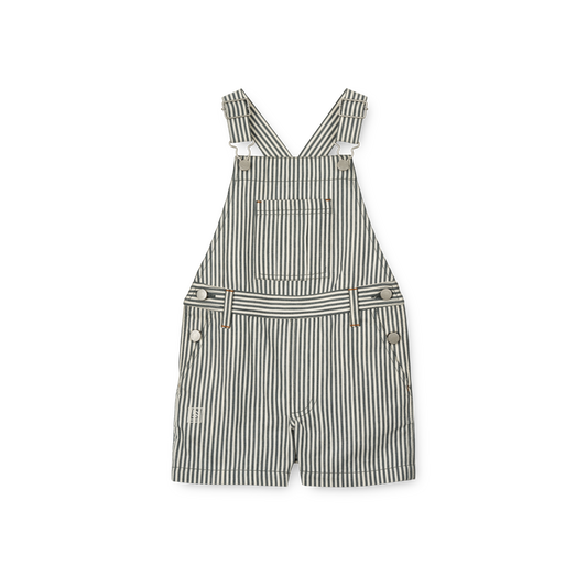 Venedict gestreifte Latzhose dunkelblau/cremé