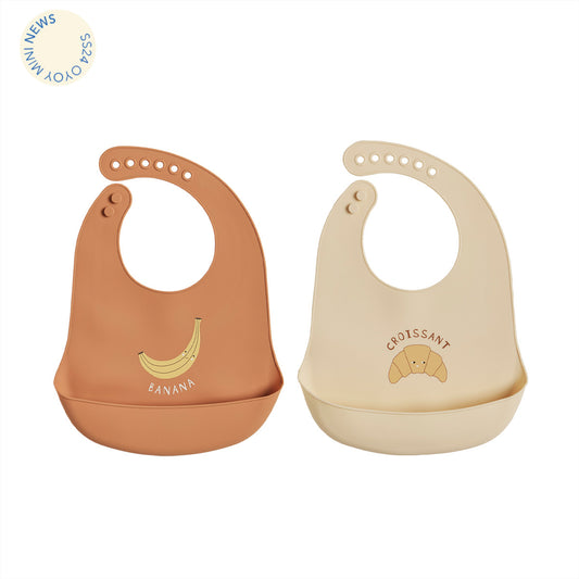 Set of 2 silicone baby bibs 🥐🍌