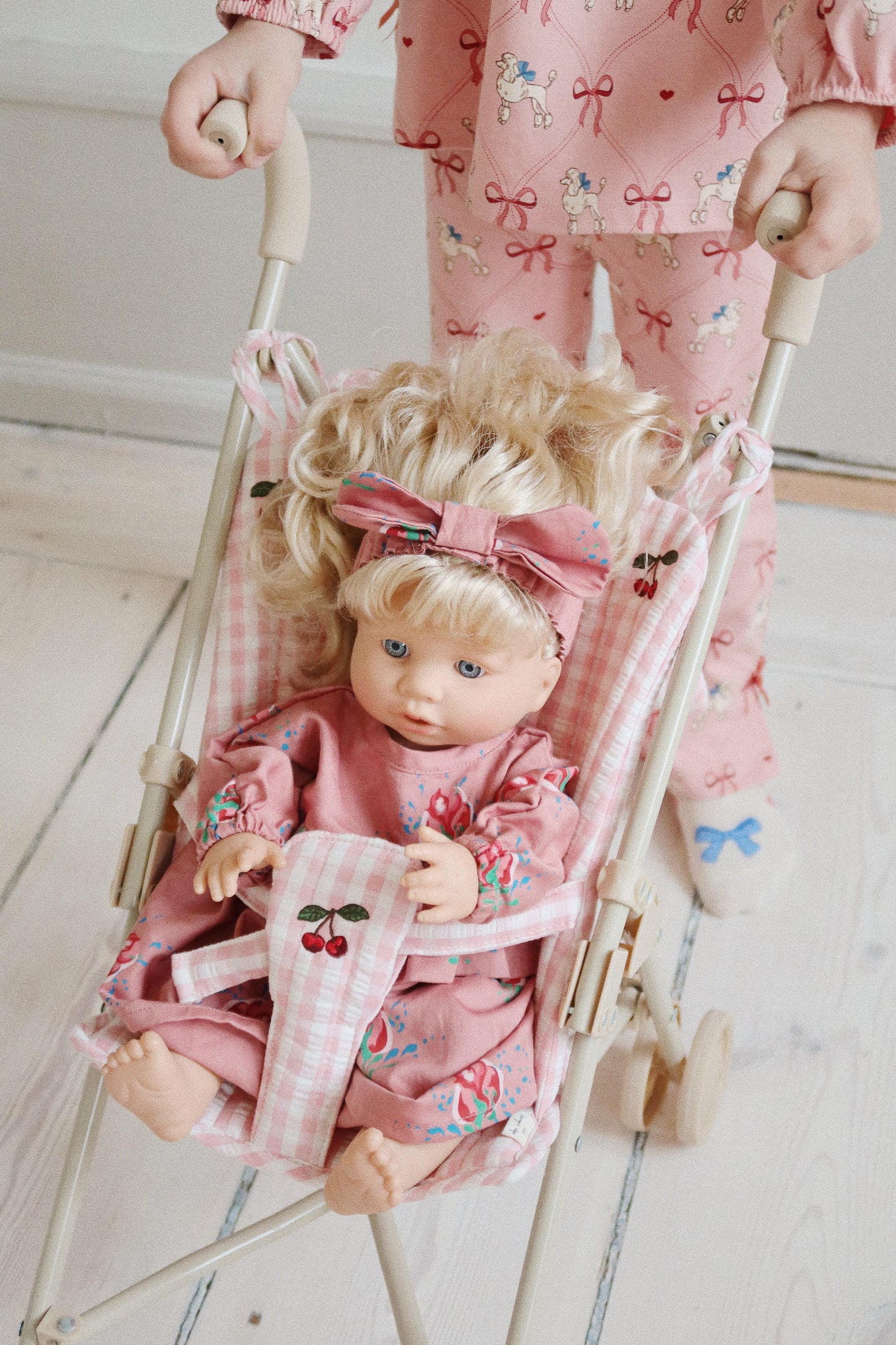 Puppen Buggy Powder Pink Check 🍒