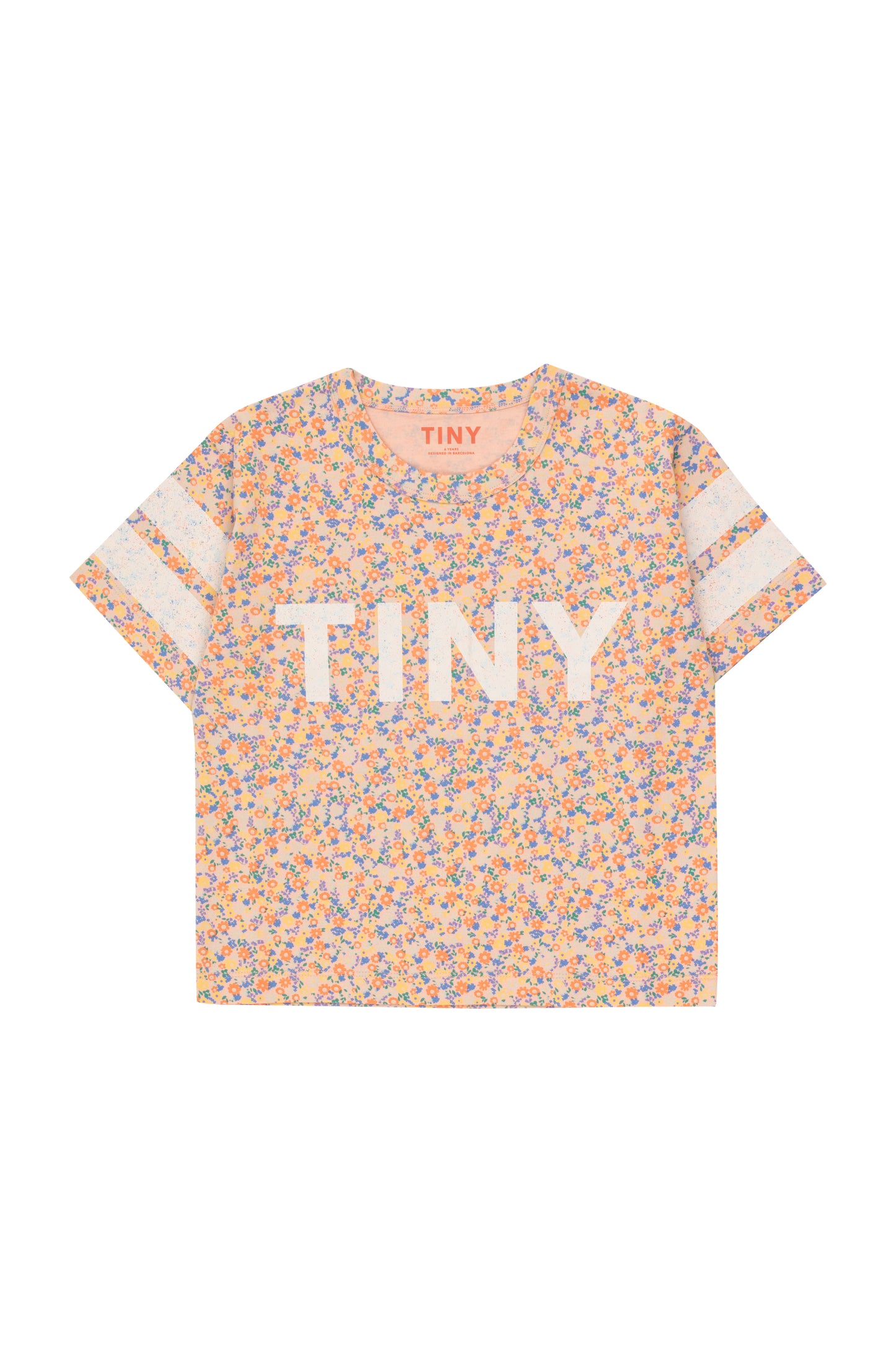 Sporty flower collage stripes shirt