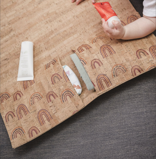 2 in 1 changing mat cork natural printed