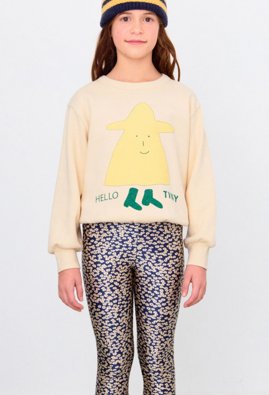 Small Flowers Shiny Leggings Navy