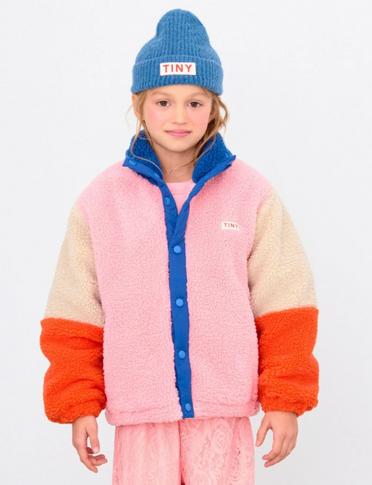 Tinycottons Color Block Polar Sherpa Jacket pink
