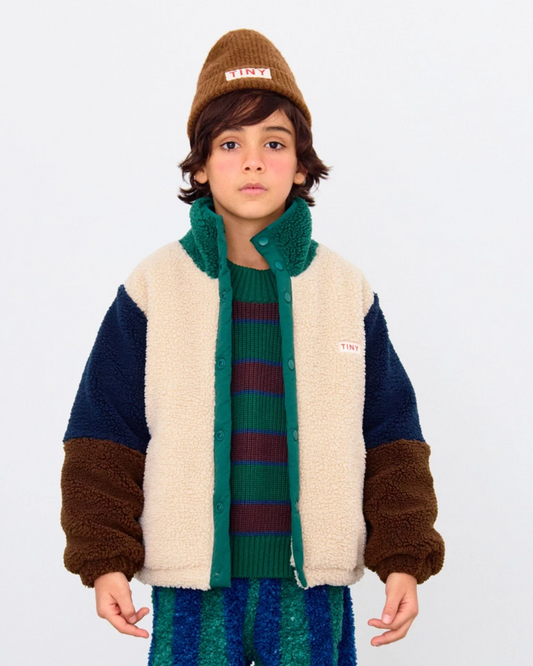 Tinycottons Color Block Polar Sherpa Jacket Dark green