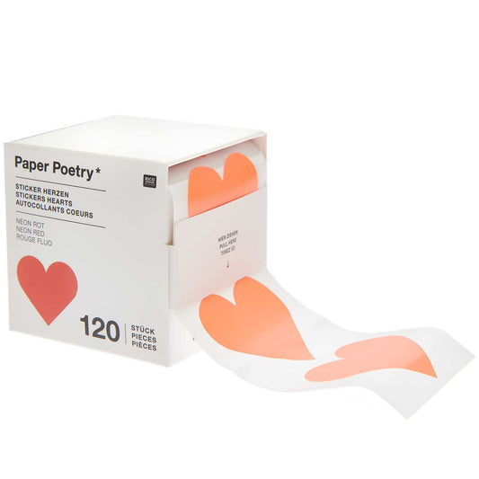 Sticker-Roll Herzen Neon 🧡 120 Stück