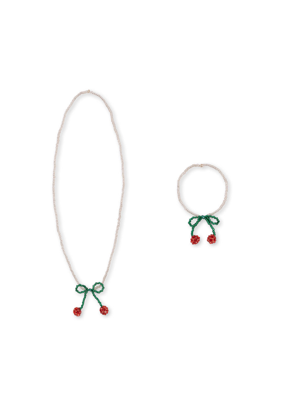 🍒 Set Kette und Armband Glasperlen Cherry