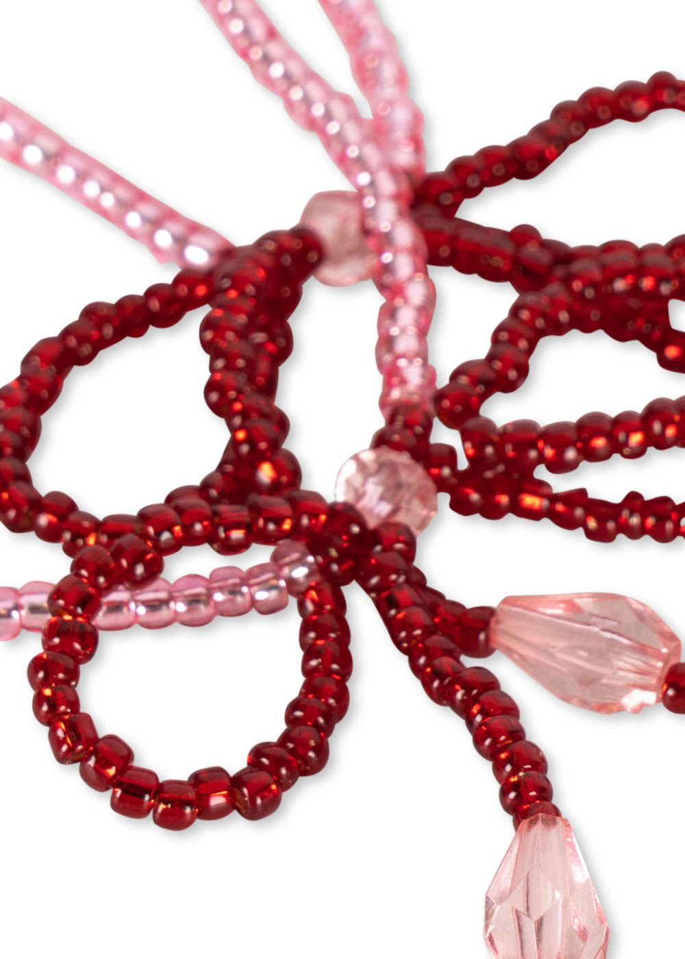 🎀 Set Kette und Armband Glasperlen Rosé/Rot