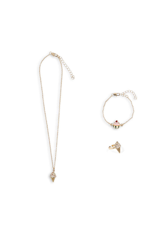 Details Schmuck Set für Mädchen Eiscreme Thema Ring