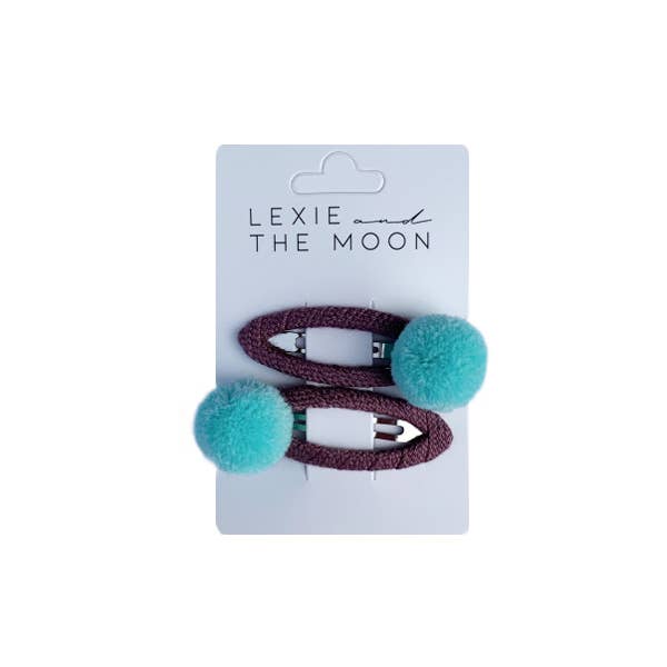 Haarklammern Pom Pom - Purple/Mint
