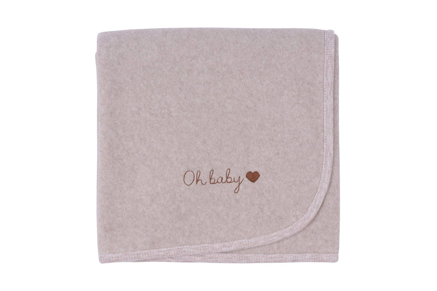 Organic Fleece Blanket Embroidered Gray Melange