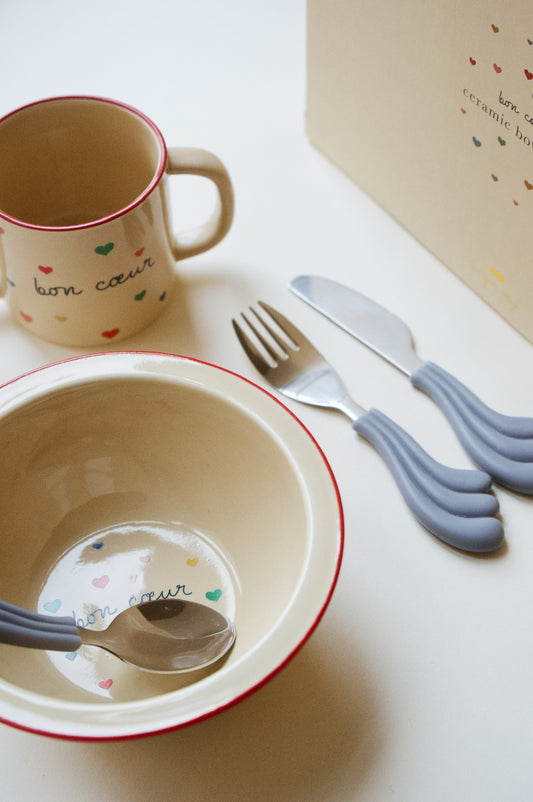 Ceramic bowl & cup “bon coeur”