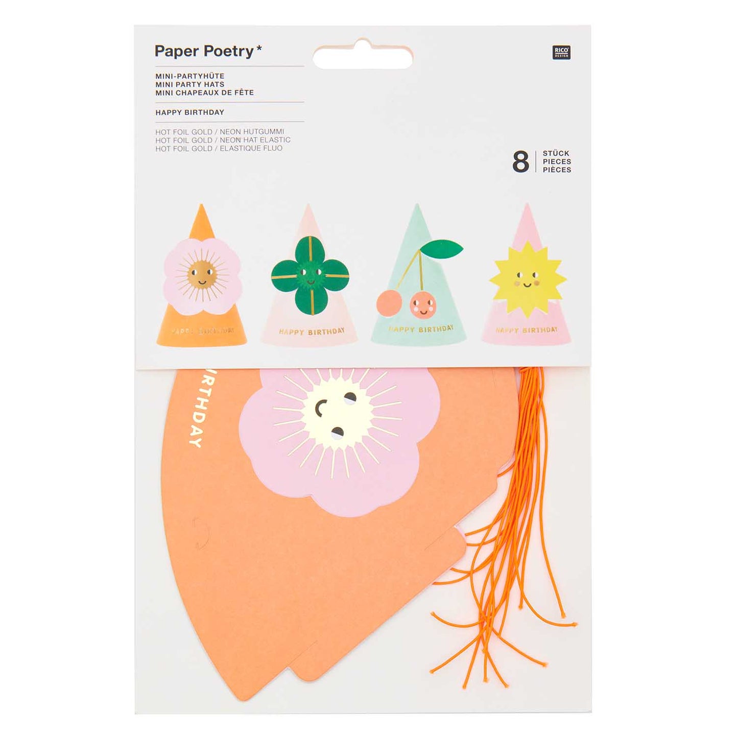 Partyhütchen 🍒☀️🍀🌸 8 Stück