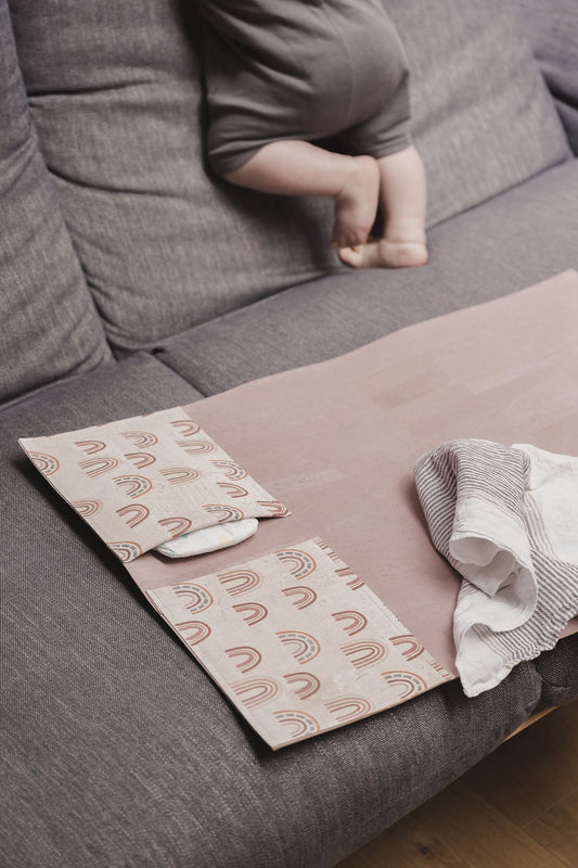 2 in 1 changing mat cork dusky pink