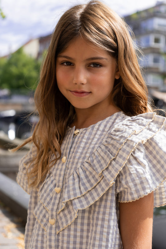 Kim Ruffle Blouse Gingham 86-128