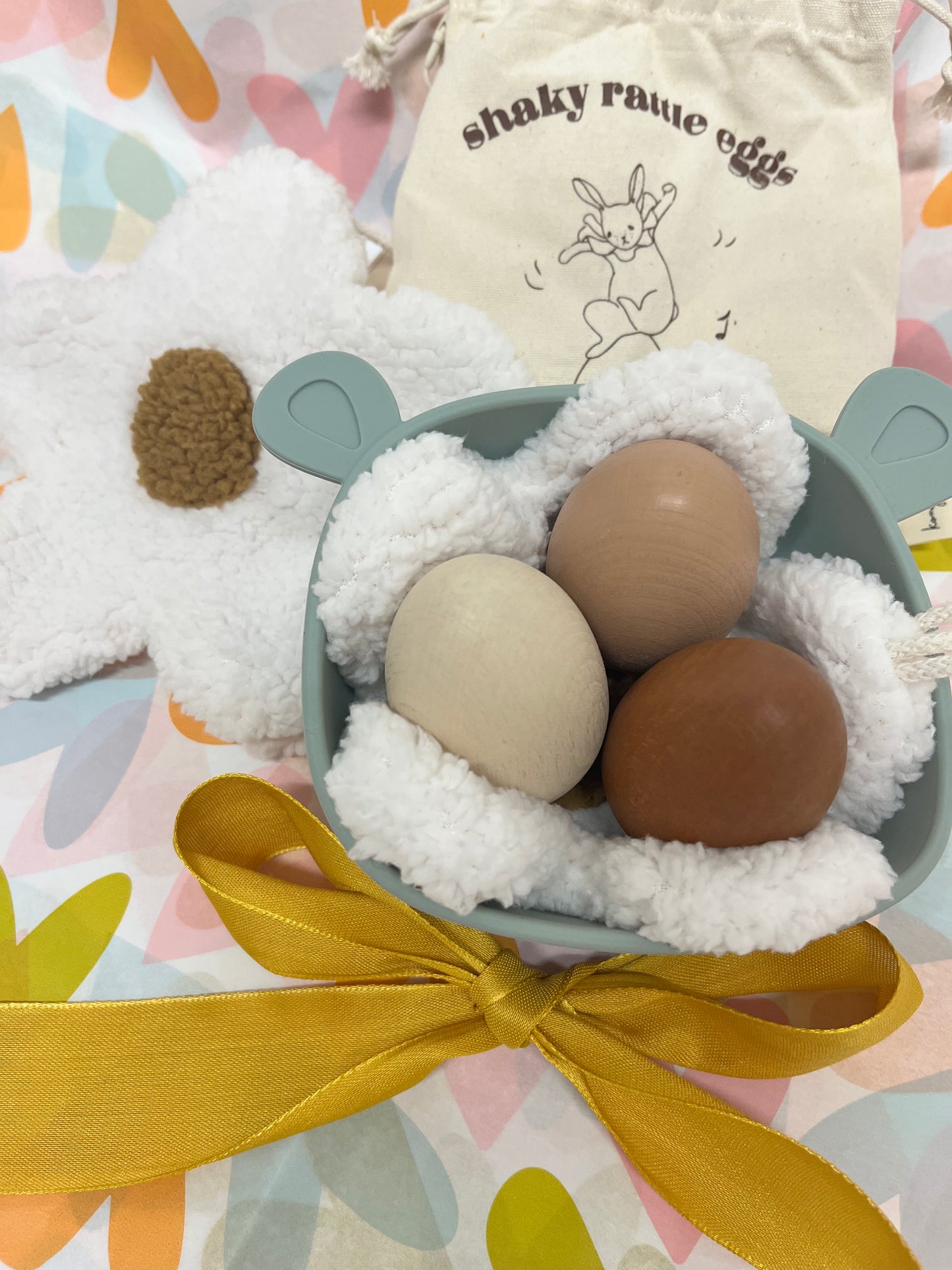 Uova sonagli in legno set da 3