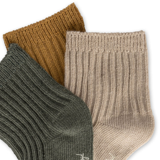 Rippstricksocken 3er Set Milk/Honey/Basil