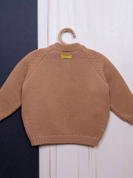 Merino-Strickjacke WOOLLY -Camel