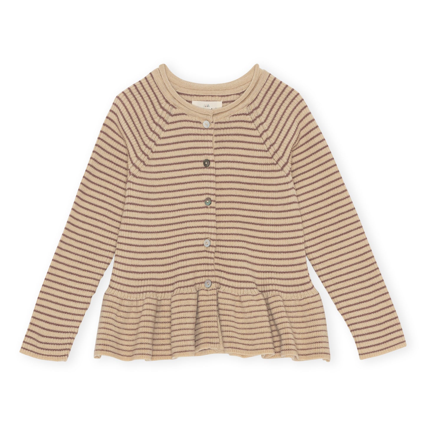 Merino Rüschen Strickjacke Geringelt