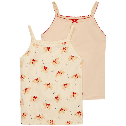 Undershirt, set of 2, marzipan/sand