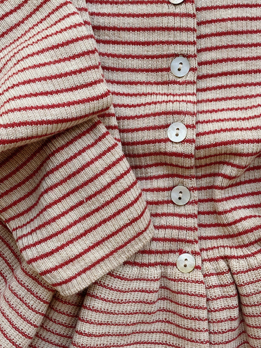 Merino Rüschen Strickjacke Geringelt 9 & 12 Monate