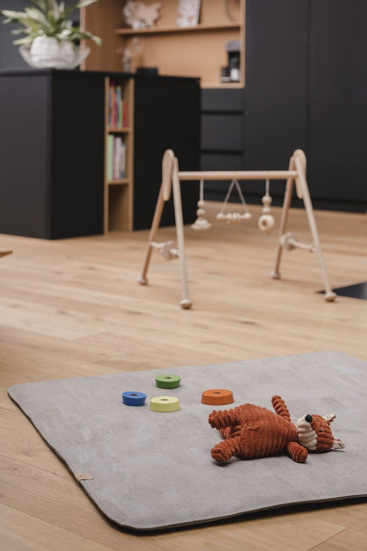 Krabbeldecke aus gefüttertem Kork Cremefarben 120x120