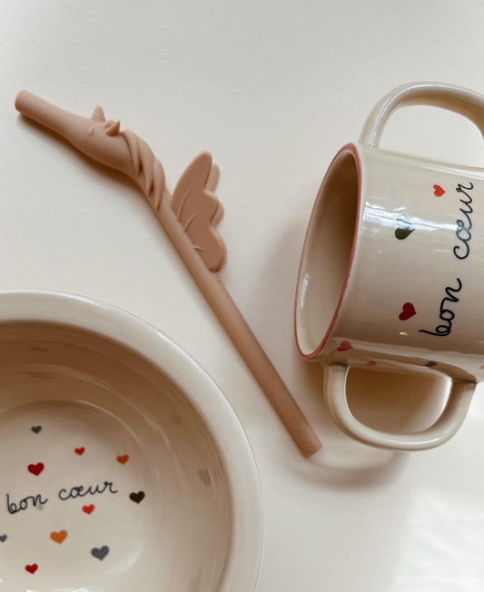 Ceramic bowl & cup “bon coeur”