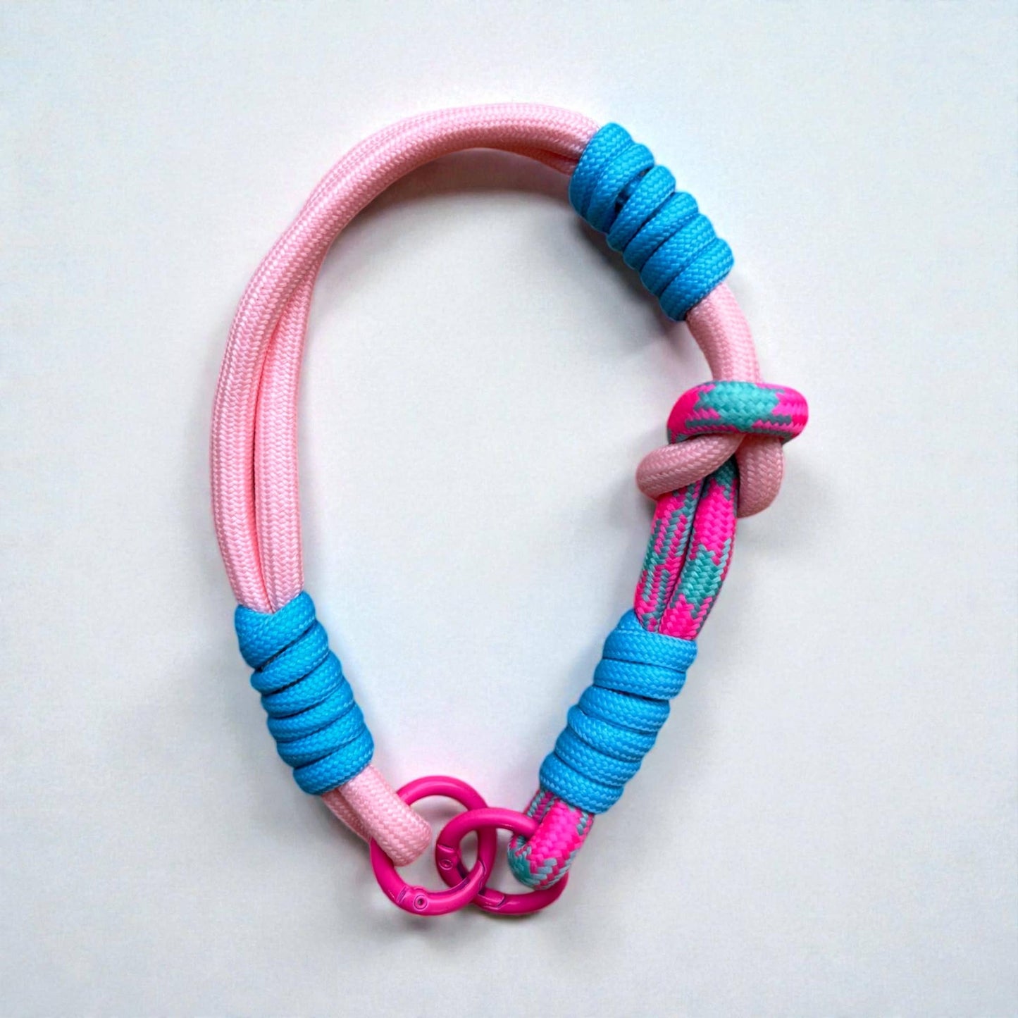 Handyband & Taschenanhänger Chubby Rope Pink mit Blau