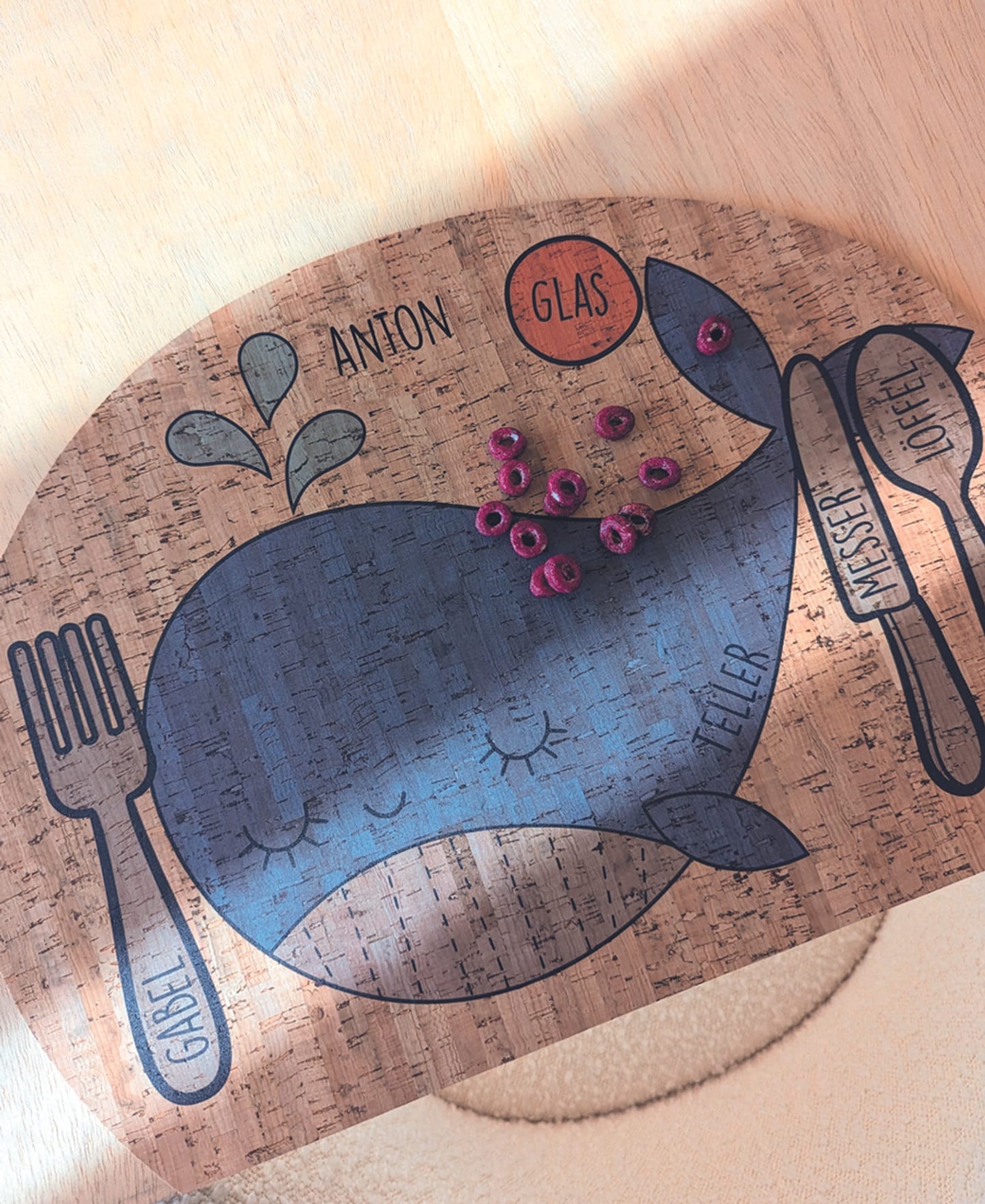 Singing Whale cork placemat 