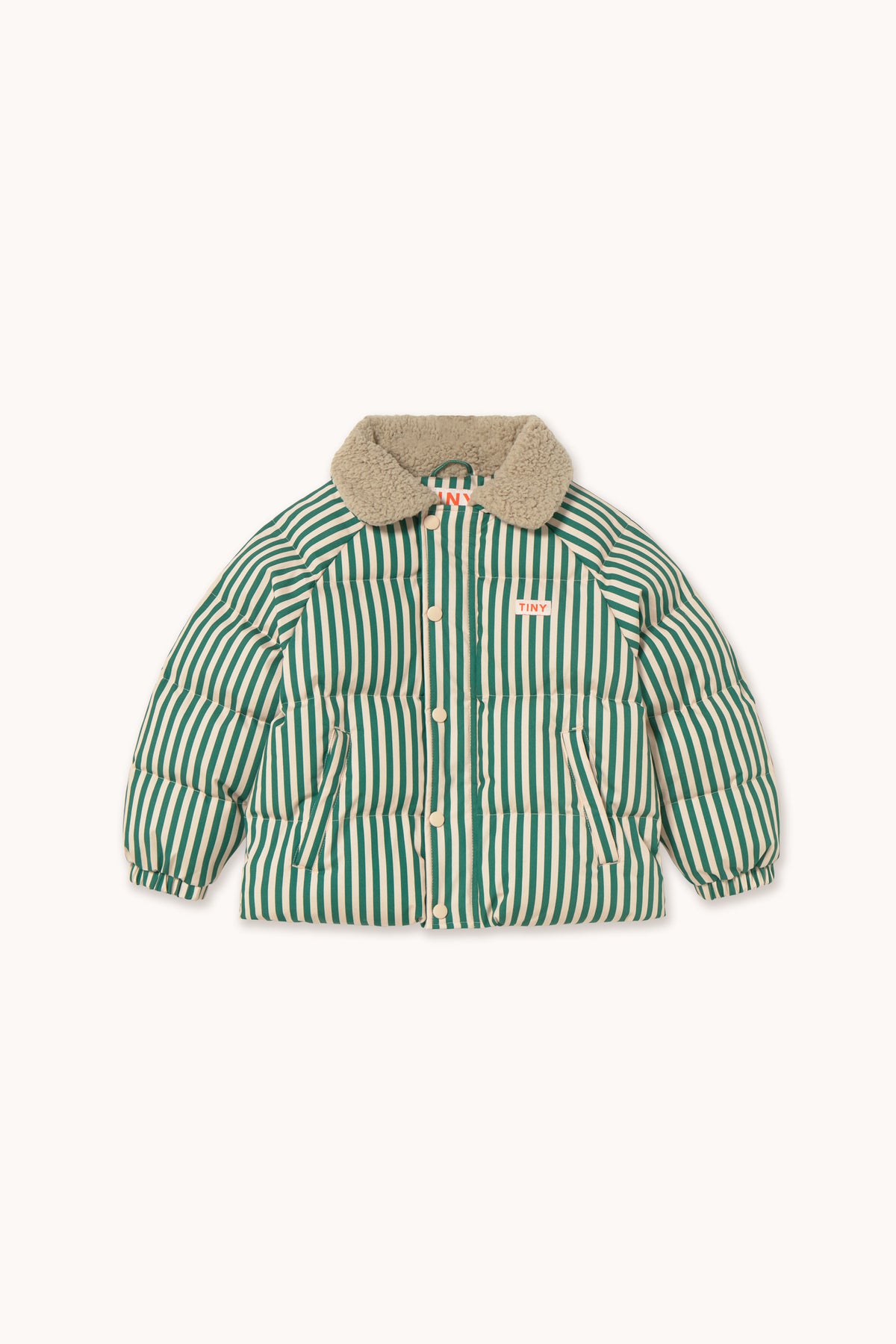 Tinycottons Green Stripes Puffer Jacket | OrangeCherie