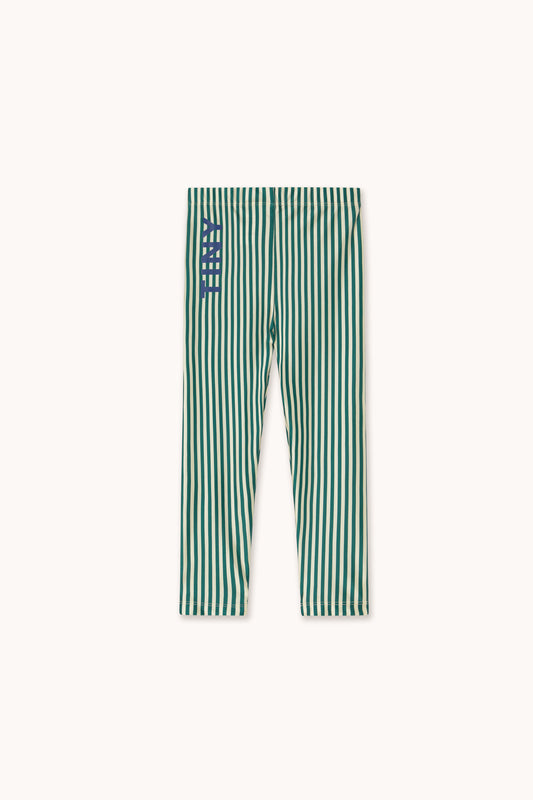 Stripes Shiny Leggings Dark Green