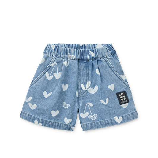 Borrisa Printed Denim Shorts mit 🤍🍒Print