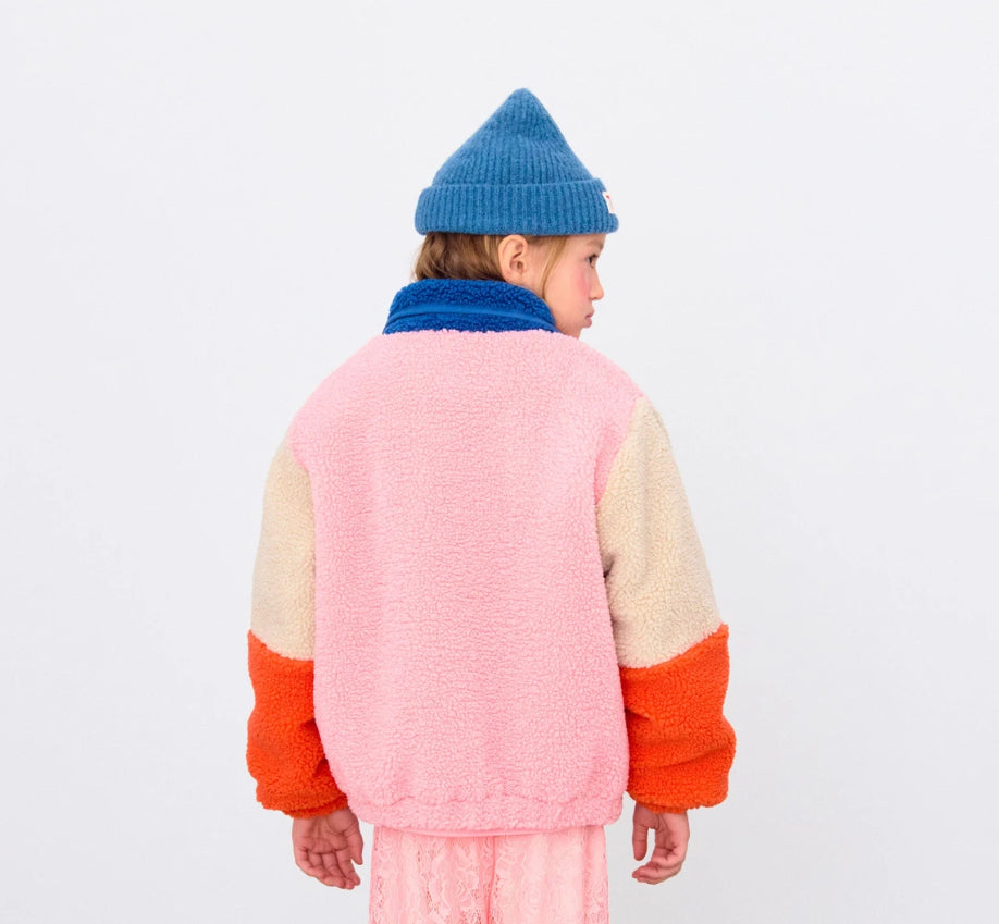 Tinycottons Color Block Polar Sherpa Jacket pink