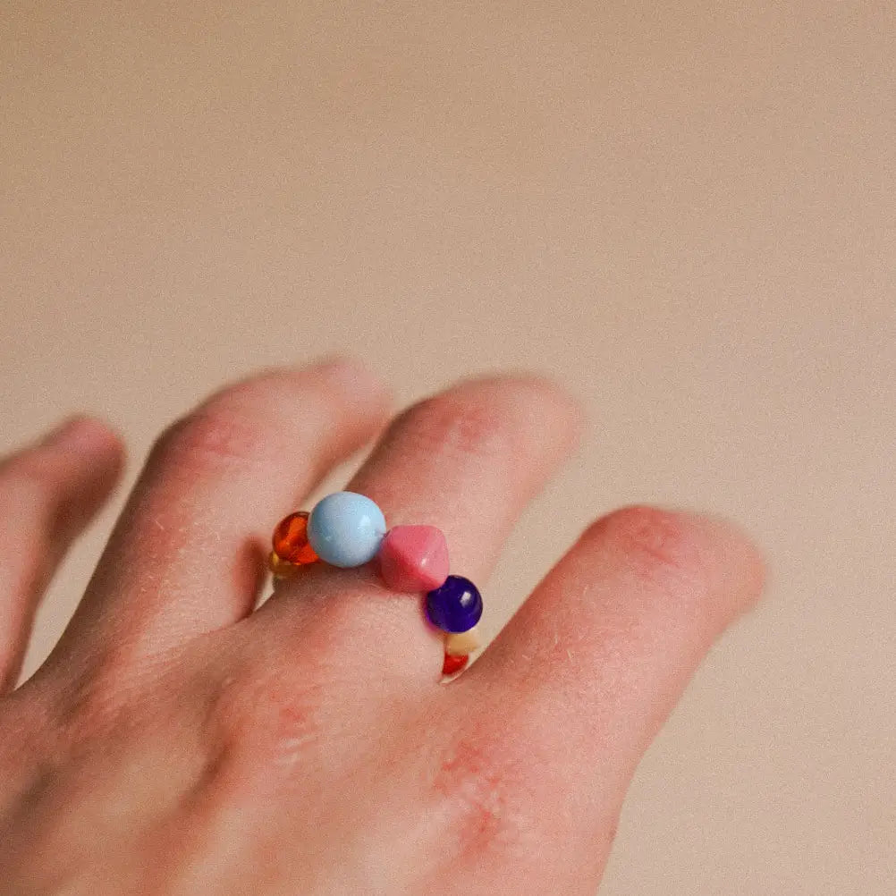 Anello BOULE Summer Edition Blu notte, rosa, turchese e arancione