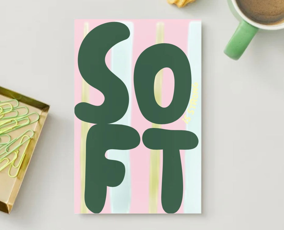 Front view Postkarte für Eltern Mehr sein, weniger müssen.