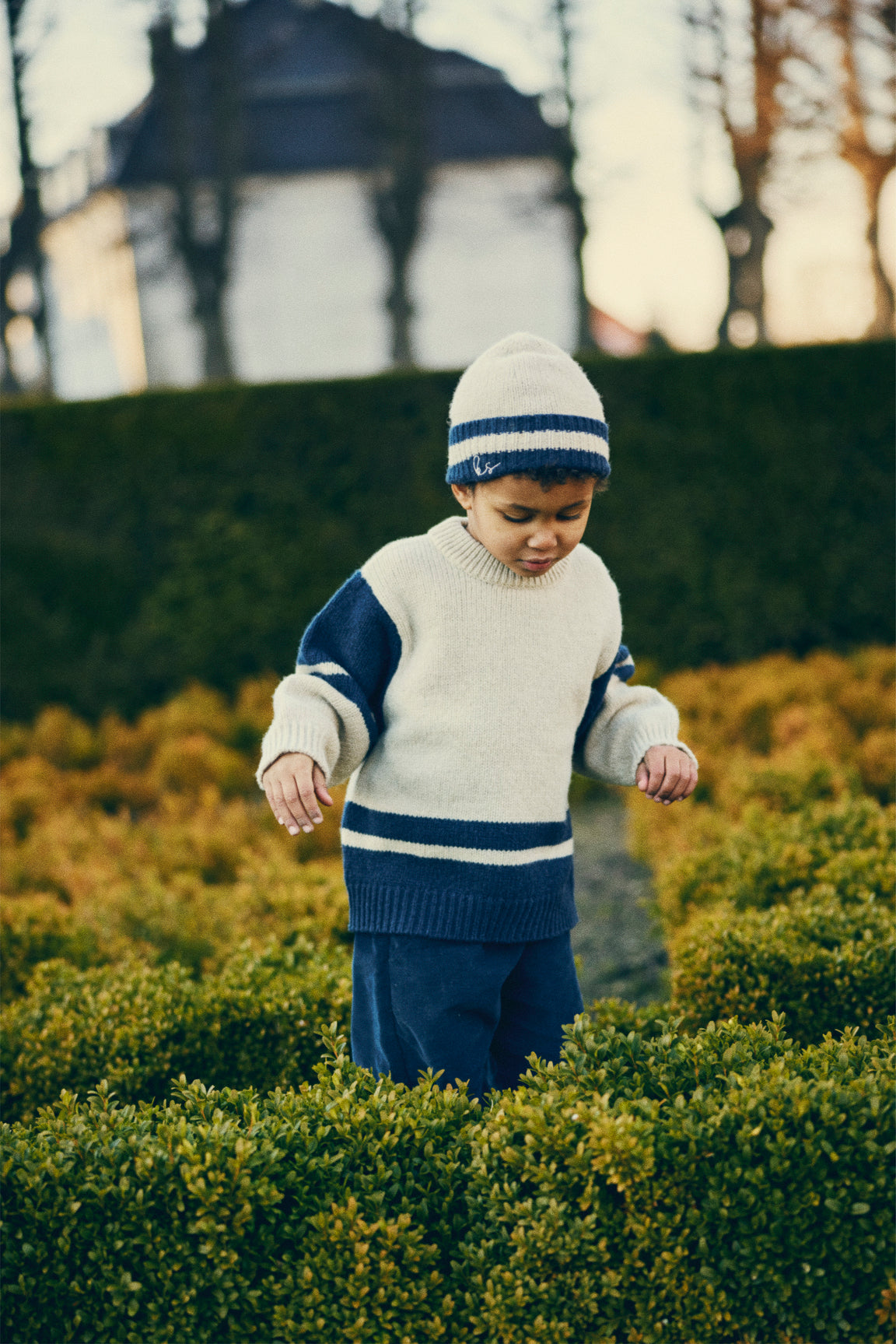 100% Wollbeanie Hardy Cremé/Navy