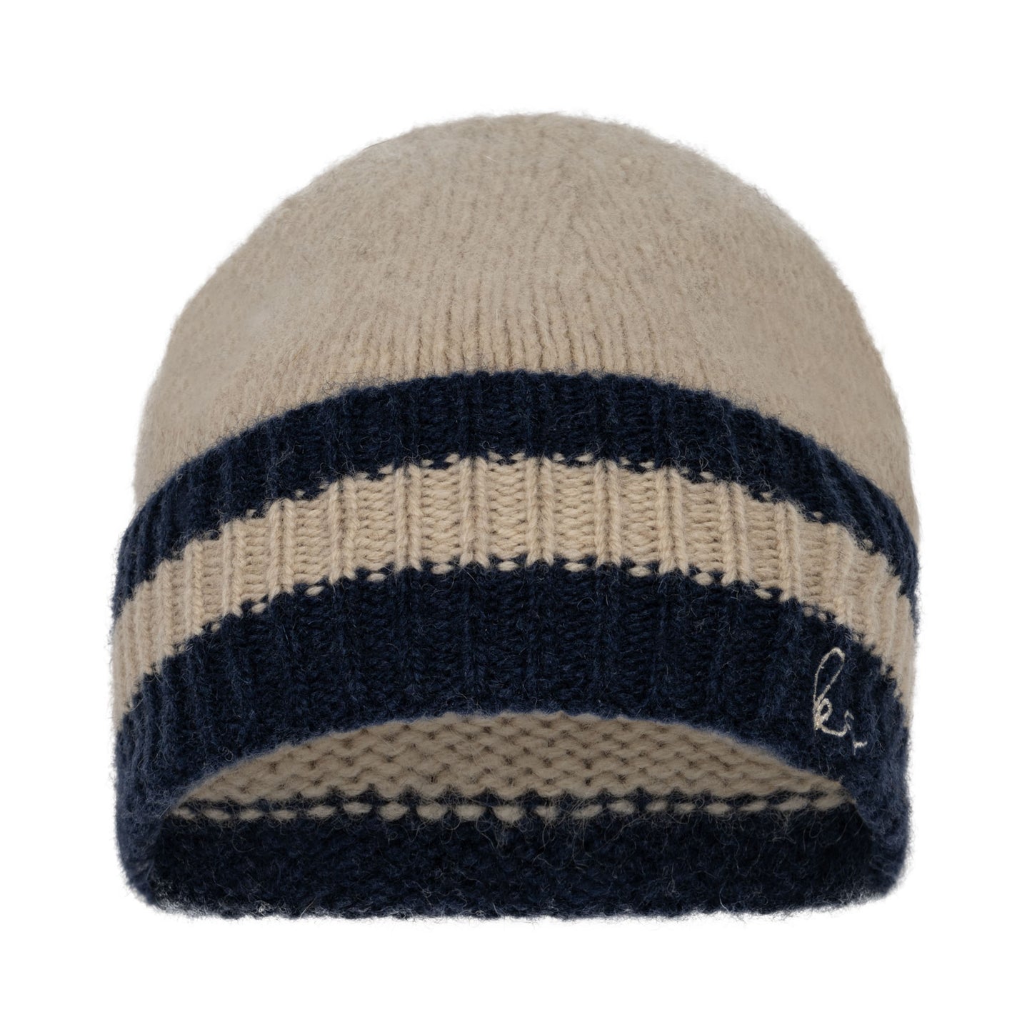 100% Wollbeanie Hardy Cremé/Navy