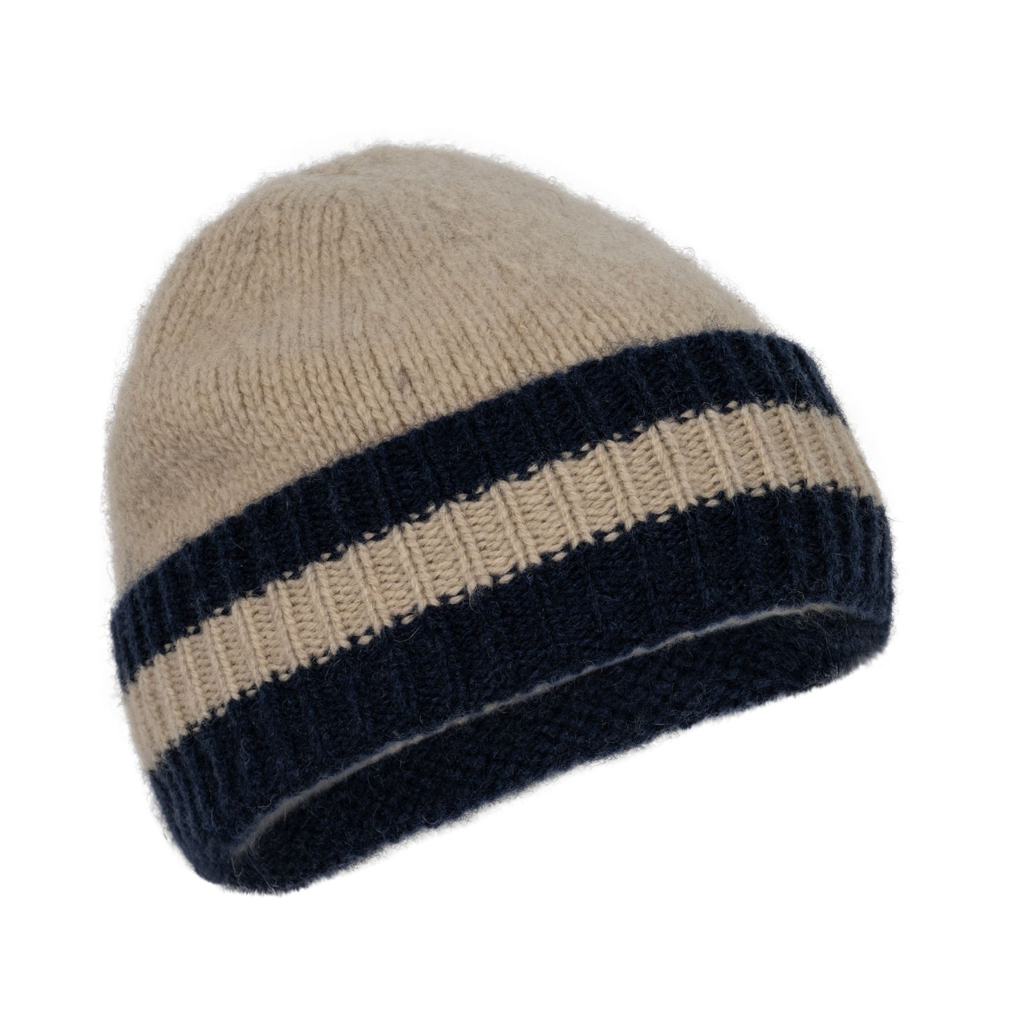 100% Wollbeanie Hardy Cremé/Navy