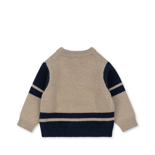 100% wool sweater Hardy Cream/Navy 3-8 years