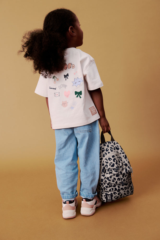 Boxy T-Shirt mit Bestickung und Mood Print GOTS