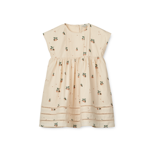 Gudrun dress cream color with peach print 🍑 from Liewood