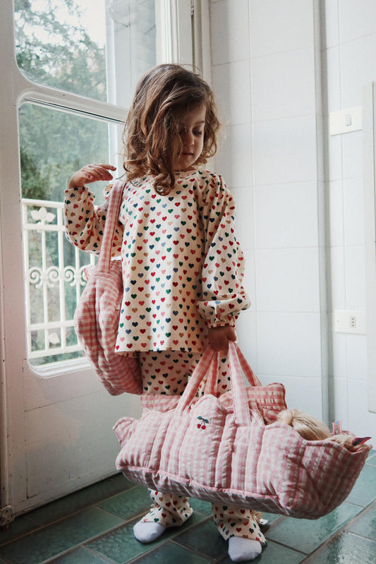 Borsa porta bambole Rosa Cipria a quadri 🍒
